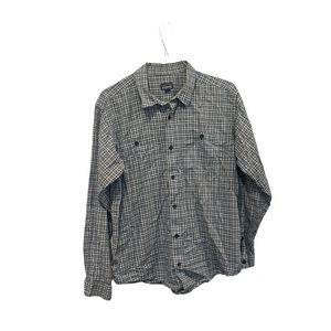 Patagonia Long Sleeve Shirt Men’s‎ Large Blue Plaid 100% Organic Cotton EUC